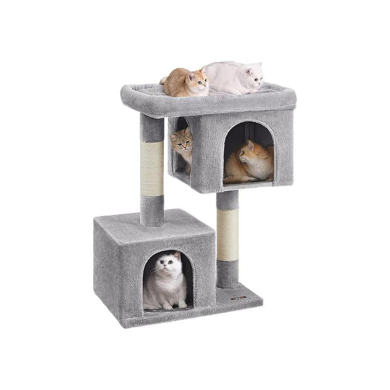 【Outdoorfun】Feandrea Cat Tree, 33.1-Inch Cat Tower, L, Condo for Large Cats up to 16 Lb,2 Cat Caves, Scratching Post