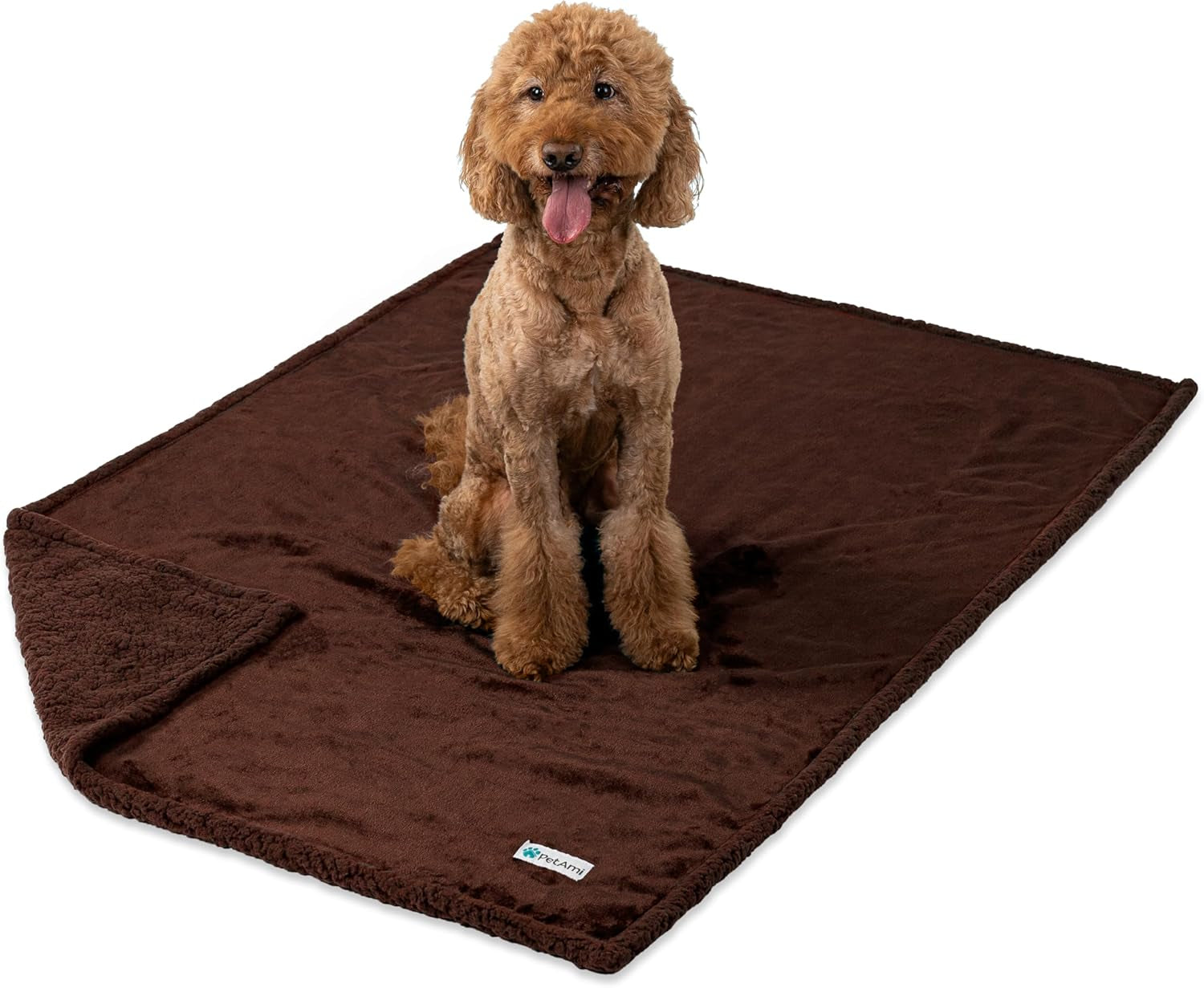 Waterproof Dog Blanket for Medium Large Dog Puppy Cat Throw for Couch Cover Leakproof Protection, Sherpa Fleece, Reversible Soft Washable 60X40 Brown Brown