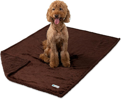 Waterproof Dog Blanket for Medium Large Dog Puppy Cat Throw for Couch Cover Leakproof Protection, Sherpa Fleece, Reversible Soft Washable 60X40 Brown Brown