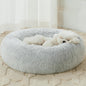 Calming Dog Bed Cat Bed Donut, Faux Fur Pet Bed Self-Warming Donut Cuddler, Comfortable round Plush Dog Beds (24 X 24 Inch, Light Grey)