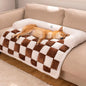 FUNNYFUZZY Cream Square Plaid Cozy Dog Mat Furniture Protector Cover, Pet Bedding, Large Dog Bed,Dog Bed Mat Blanket