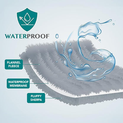 Waterproof Dog Blanket for Medium Large Dog Puppy Cat Throw for Couch Cover Leakproof Protection, Sherpa Fleece, Reversible Soft Washable 60X40 Brown Brown