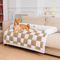 FUNNYFUZZY Cream Square Plaid Cozy Dog Mat Furniture Protector Cover, Pet Bedding, Large Dog Bed,Dog Bed Mat Blanket