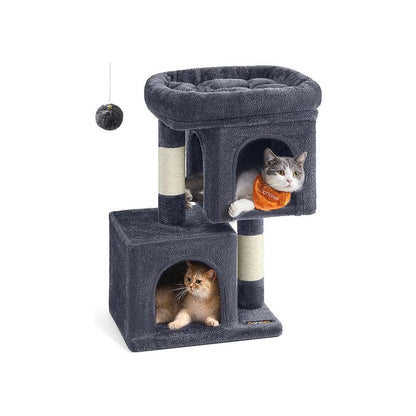 【Outdoorfun】Feandrea Cat Tree, 33.1-Inch Cat Tower, L, Condo for Large Cats up to 16 Lb,2 Cat Caves, Scratching Post