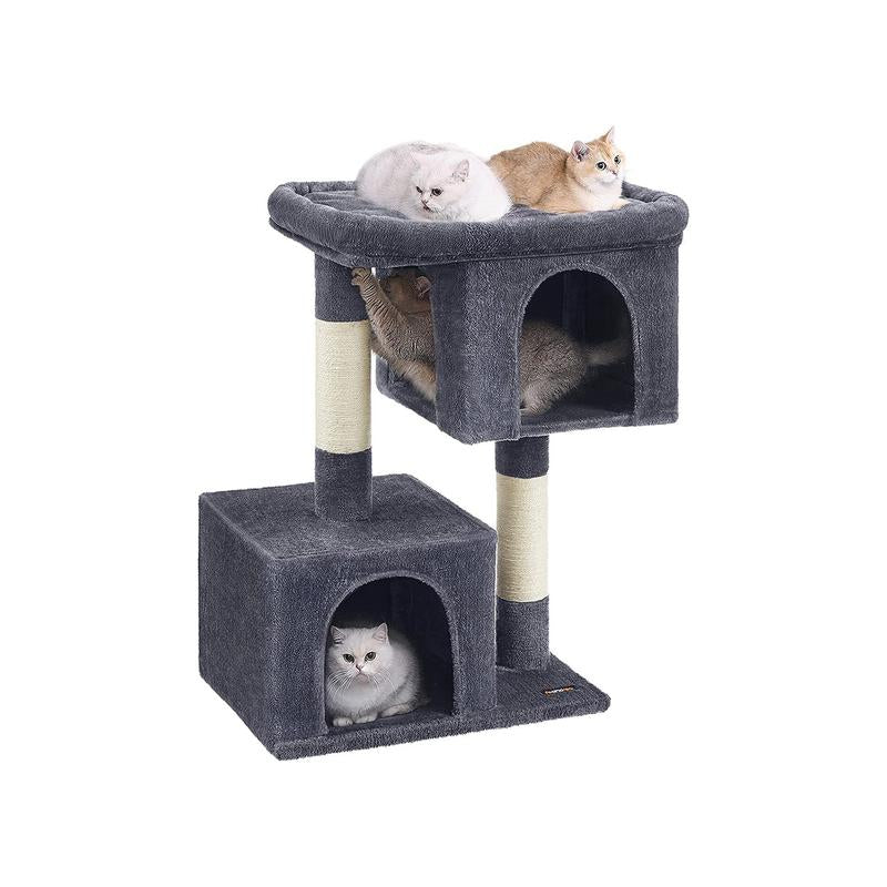 【Outdoorfun】Feandrea Cat Tree, 33.1-Inch Cat Tower, L, Condo for Large Cats up to 16 Lb,2 Cat Caves, Scratching Post