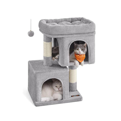 【Outdoorfun】Feandrea Cat Tree, 33.1-Inch Cat Tower, L, Condo for Large Cats up to 16 Lb,2 Cat Caves, Scratching Post