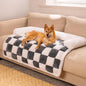 FUNNYFUZZY Cream Square Plaid Cozy Dog Mat Furniture Protector Cover, Pet Bedding, Large Dog Bed,Dog Bed Mat Blanket